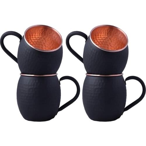 4PCS 540ml 18 Ounces Moscow Mule Cups and Mugs - Black Matte Moscow Mule Mug