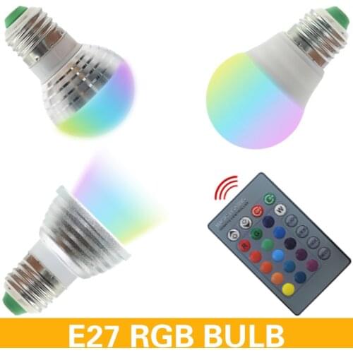 E27 E14 GU10 LED RGB Bulb lamp AC110V 220V 9W LED RGB Spot light dimmable magic Holiday RGB lighting IR Remote Control 16 colors