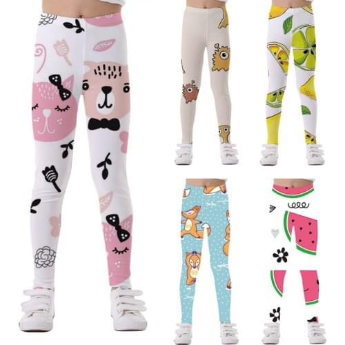 Kids Girls Cartoon Printed Leggings Tights Children Princess Fitness Sports Yoga Pants European American Style Cropped Pants