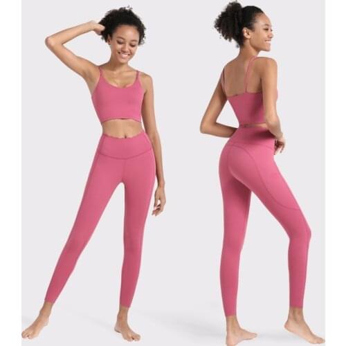 Leggings Sport Women Fitness Yoga Pants Crop Top High Wist Sexy Suspender Bra Sport Vest Gym Clothing Running Two Piece Set 2020