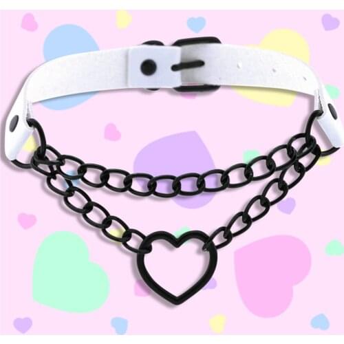 Fashion Simple Heart Metal Pendant PU Leather Necklaces Sexy Women Neck Harness Choker Collar Jewelry Accessories Gift Punk Goth