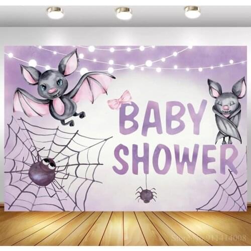 Cartoon Cute Small Bat Trick Baby Shower Photography Background Purple Lights Newborn Halloween Theme Party Backdrops
