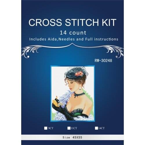 TH Top Quality Lovely Counted Cross Stitch Kit Lady with Lipstic lanarte Fashion Lady Woman Girl with hat