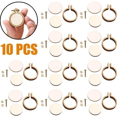 10 set Mini Embroidery Hoop Ring Wooden Cross Stitch Frame For Hand Crafts for Creative Gifts Jewelry Making Wall Decoration