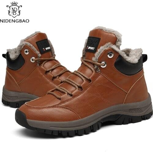 NIDENGBAO New Snow Boots Protective and Wear-resistant Sole Mens Boots Warm and Comfortable Winter Walking Boots Big Size 39-46
