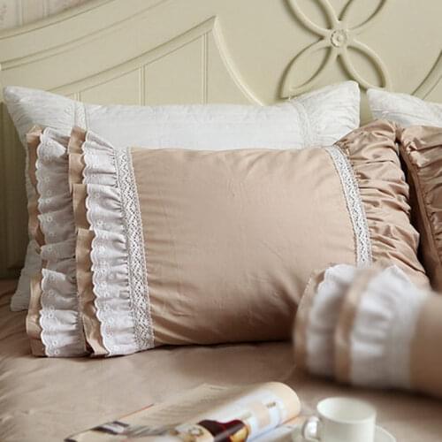 New khaki European Patch pillowcase elegant lace ruffle pillow sham bedroom bedding decorative pillowcases handmade wrinkle