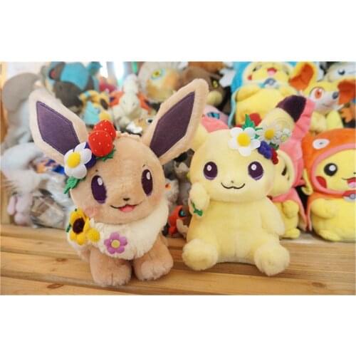 Pokemon 2019New Authentic Japan anime game 2pcs Pikachu&Eievuis Easter Eevee Plush Doll Stuffed Toy Limited Plush Doll Toy