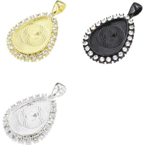 Fit 18*25mm Teardrop Cabochons Rhinestones Cameo/Glass Frame bezel Settings Tray blank DIY Accessory Making 5pcs/lot K05294