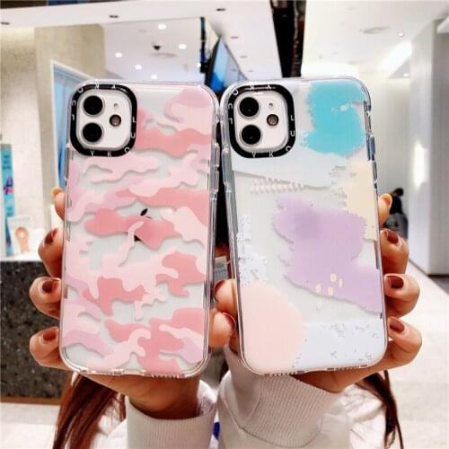 Leopard paint print shockproof hybrid case for iphone 12 Pro Max cases for i Phone 11 XR X XS 8 Plus 7 white bumper soft cover