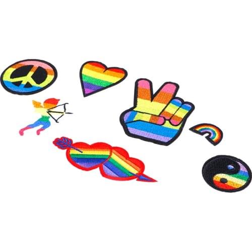 Rainbow Iron On Patches For Clothing Lgbt Flag Gay Pride Embroidered Sticker DIY Craft Appliques Decor DIY Stickers