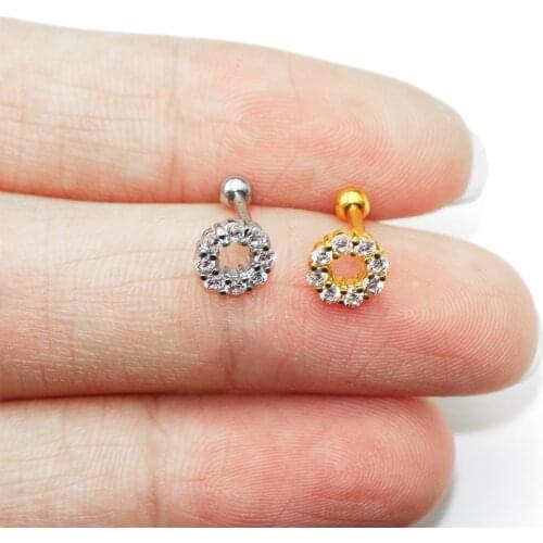 Zircon Ear Cartilage Tragus Helix Piercing 16G Surgical Steel Screw-back Stud Earrings Body Piercing Jewelry