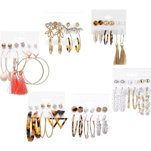 Vintage Tassel Earrings Set For Women Dangle Drop Earring Female Fashion Jewelry Birthday Party Gifts