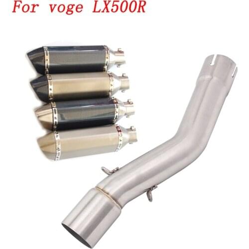 Slip On Motorcycle Exhaust Mid Connect Pipe And 51mm Muffler Stainless Steel Exhaust System For Voge LX500R All Years