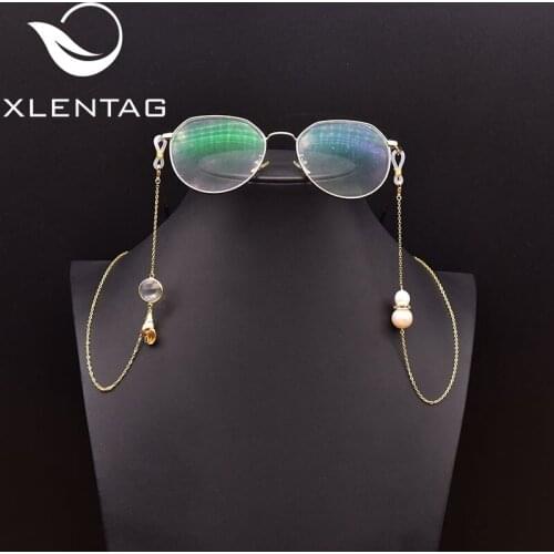 XlentAg Natural Pearl Womens Asymmetrical Glasses Hanging Hairpin Wedding Accessories Gift Fashion Jewelry （No glasses）GH0031