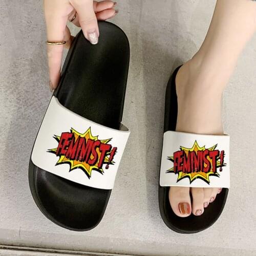 FEMINIST Letters Womens Slippers Casual Slippers Indoor Home slippers Ladies Slides Bathroom Flip Flops Mujer