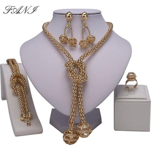 Fani Dubai New Gold Design Jewelry Set Nigeria wedding Women Costume Jewelry set Fashion African Beads Jewelry Sets Wholesale