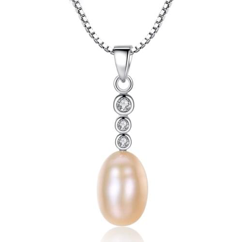 MetJakt S925 Sterling Silver 7-8mm Freshwater Pearl Fashion All-match Womens Necklace