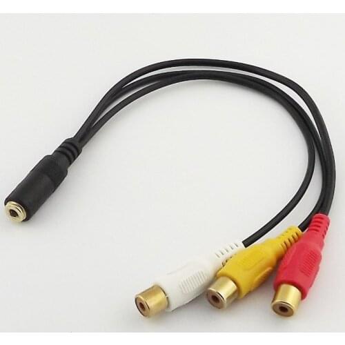 1pc 3.5mm Mini Female Stereo to 3 RCA Female Jack AV TV Adapter Audio Video Cable 25cm
