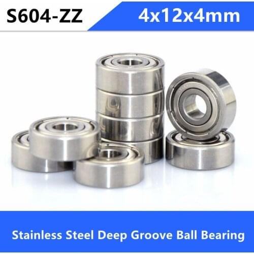 10/50pcs S604ZZ 4x12x4mm ABEC-5 604Z Stainless Steel Deep Groove Ball bearing shielded Miniature 4*12*4mm S 604ZZ 604