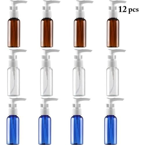 12PCS Clear Soap Dispenser 1.69oz Empty Portable Liquid Dispenser Travel Pump Bottle Transparent Makeup Pump Bottles