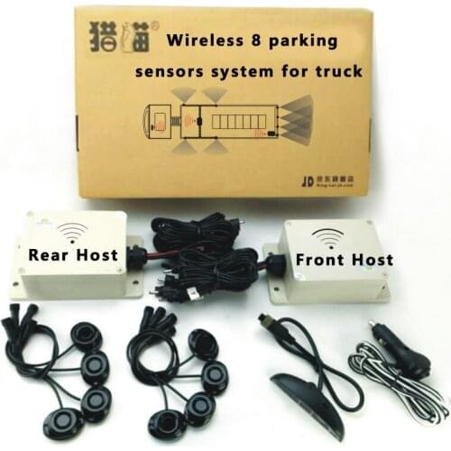 12V 24V wireless truck parking sensor wireless led display human voice alert blind spot detection side flat sensor