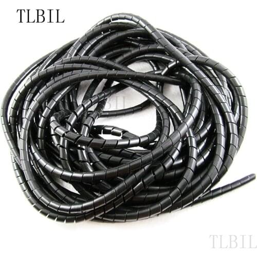 6mm Black Spiral Cable Wire Wrap Tube 65FT/(20M)