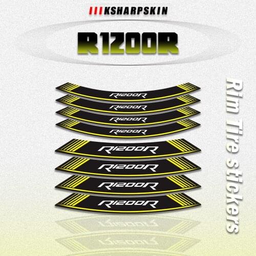 For BMW R1200R r1200 r 8Pcs Strips Motorcycle inner Wheel Tire Stickers Rim Tape Motorbike Decorative sticker and Decals