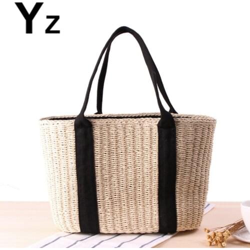 Aaby 2021 New Fashion Straw Capacity Handbag For Women Handmade Knitting Shoulder Bags With String Lining