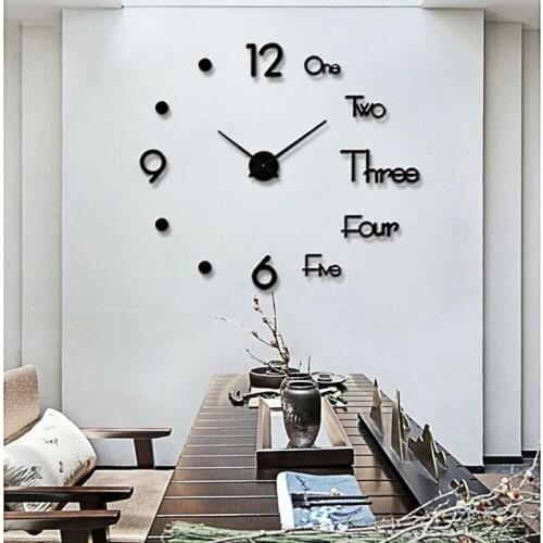 Convenient installation modern design clock big wall clock 3d DIY acrylic mirror mechanism sticker home living room decoration q