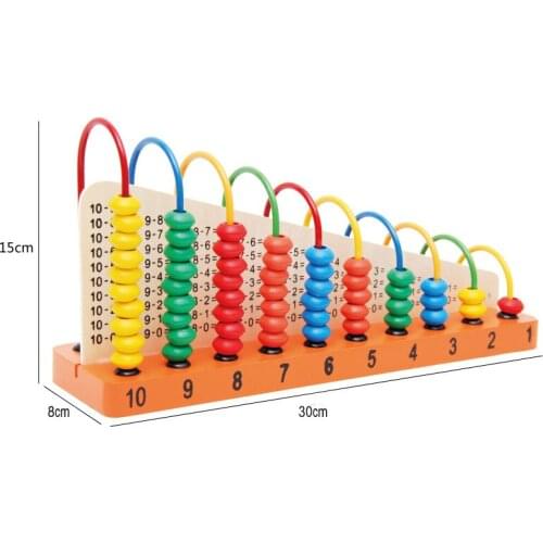 Kids Montessori Math Toy Education Abacus Wooden Abacus Ten-speed Calculation Rack Kids Learning Educational Toy Multicolor