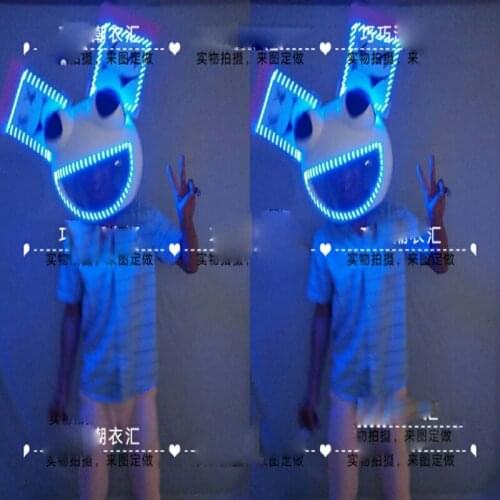 Bar DS Headset Lumious frog headress Music Festival Headwear Props LED light Nightclub Personality Exaggerated Headgear