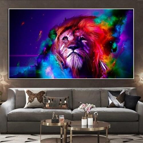Colorful Lion Graffiti Canvas Painting Abstract Animal Wall Art Posters and Prints Cuadros Home Design Decoration Pictures