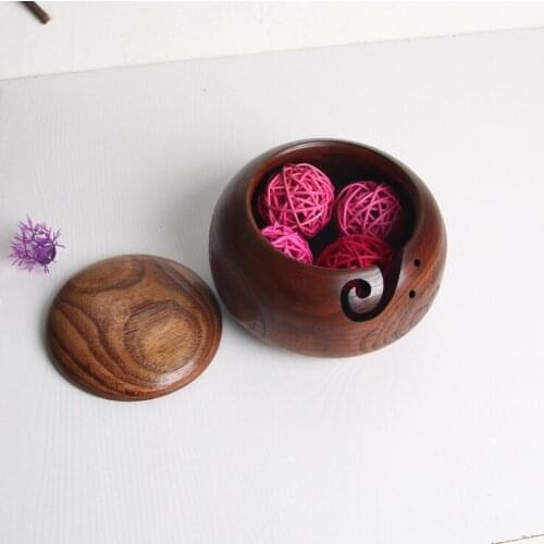 Creative Woolen Carved Wooden Bowls with Cover DIY Textile Storage Box Save Room Dustproof bowl with lid 10-16cm