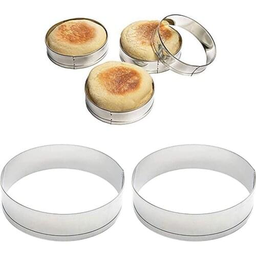 50%HOT6Pcs Stainless Steel Cake Muffin Crumpet Bread Rings Bakery Baking Mold Tools