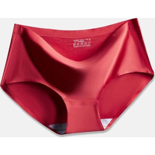 Hot Sale Cool and Breathable Ice Silk Panties Ladies Mid-waist Solid Color Panties Hip-up Fashion Womens Panties