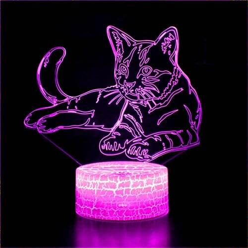 Cute Kawaii Cat 3D Light Animal Night Light LED USB Mood Gadget Multicolor Luminaria Table Lampara Childrens Christmas Gift
