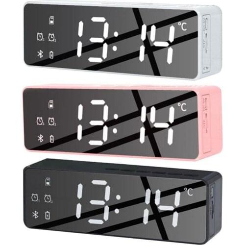 Mini Alarm Clock Wireless Bluetooth Speaker Temperature Display Watch Table Despertador Battery Powered Electronic Desktop Clock