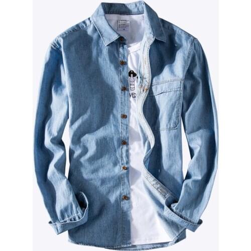 100% Cotton Men Denim Long Sleeve Shirt Spring and Autumn New Casual All-match Thin Jean Jacket Male Business Fashion Brand Top