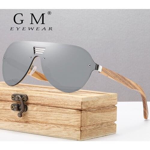 GM Original Brand Men Wooden Sunglasses Polarized Metal Frame Bamboo Glasses Women Luxury Sun Glasses With Wood Case