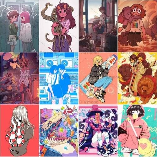 5D DIY Full Square/Round Drill Diamond Painting Cartoon Girl Mosaic Kit Rhinestone Drawing Picture Home Decoration Art Craft