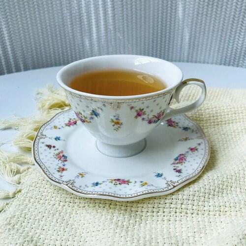 European ceramic coffee cup and plate set flower pattern afternoon tea set English black tea cup and plate milk cup