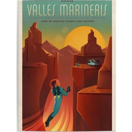Wall Art Spacex Travel Poster HD Prints Modular Valles Marineris Mars Pictures Canvas Painting Home Decoration For Bedroom Frame