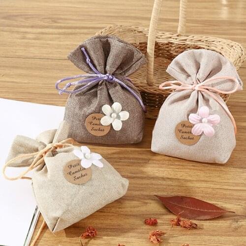Nature Flower Fresh Air Plants Home Fragrance Sachets with linen bag Mould & Pest Control Dry Gardenia bag for Car Wardrobe
