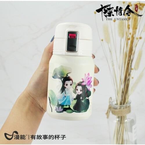 The Untamed Mao Dao Zu Shi Lotus Theme Thermos Water Cup Stainless Steel Vacuum Bottle Cute Student Cosplay Birthday Xmas Gift