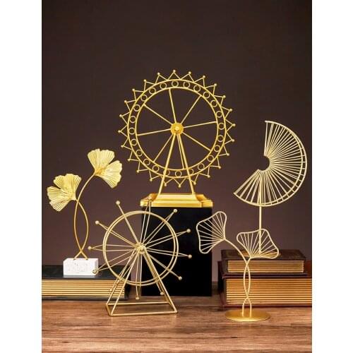 New Chinese Luxury Wrought Iron Ginkgo Leaf Accessories Home Livingroom Table Decoration Porch Office Desktop Figurines Crafts
