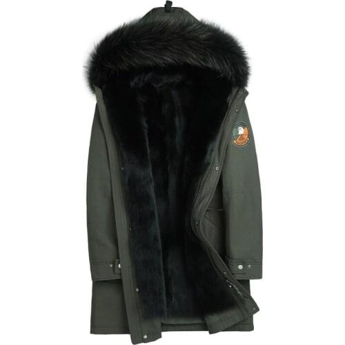 Real Fur Coat Natural Mink Fur Liner Raccoon Fur Collar Parka Jacket Men Casual Warm Parkas Plus Size 5XL Jacket LM15063-6 YY616