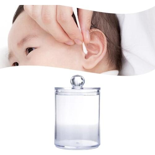 Transparent Cotton Puff Storage Box Square Round Cotton Swab Desktop Dustproof Clear Makeup Jewelry Organizing Box