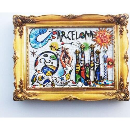 QIQPP Barcelona, Spain Creative Mosaic Geographical Indication Tourism Memorial Decoration Crafts Magnetic Fridge Magnet