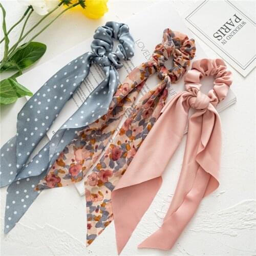 Korean New Women Hot Sale Scrunchie Elastic Handmade Floral Hair Band Ponytail Holder Headband Hair Accessories 1PC Satin Co
