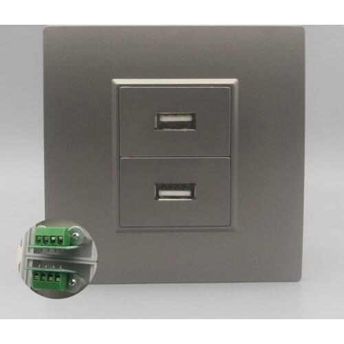 SeTo 86 Type Double Ports USB Connector Panel Wall Plate Gray Panel Faceplate Keystone